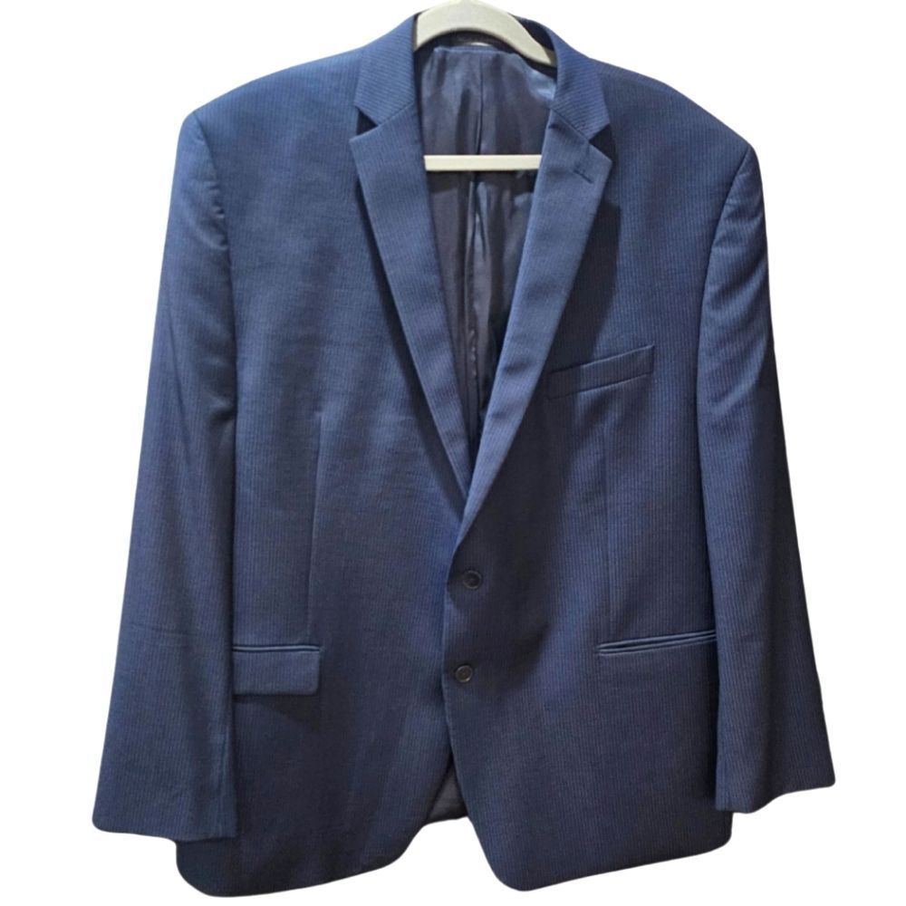 Calvin Klein 100% Wool Navy Pinstripe Blazer Two Button Men's Size 48R